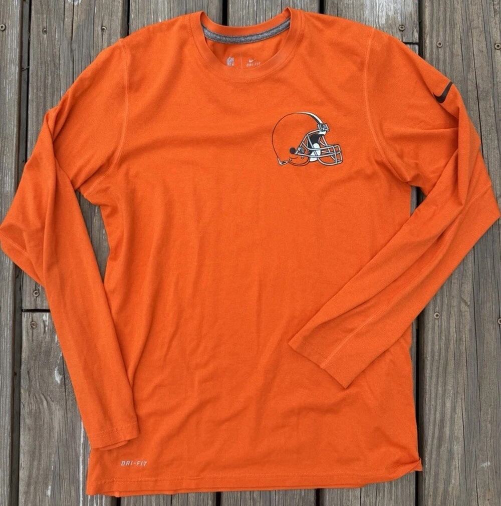 Cleveland Browns Nike Dri-Fit Orange Long Sleeve Men’s Small Scoop Neck NFL